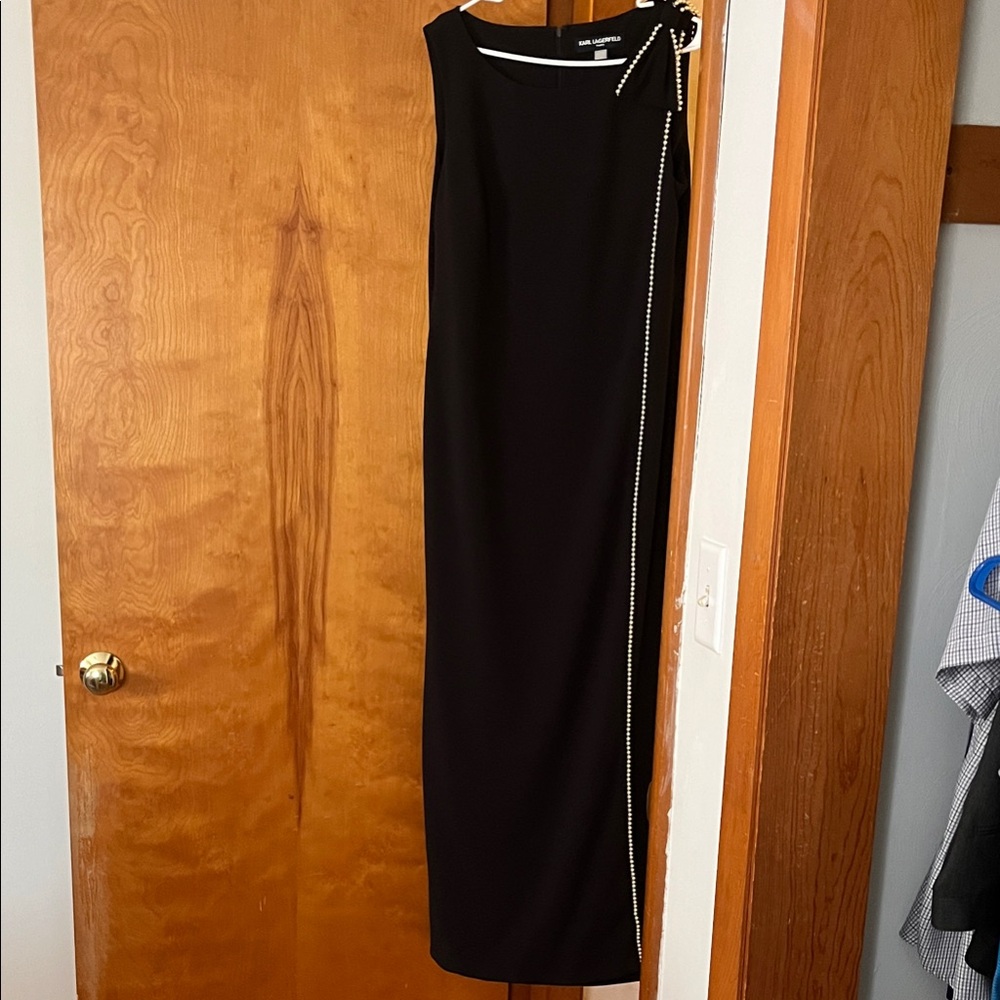 Karl Lagerfeld Black Maxi Skirt with White Accent